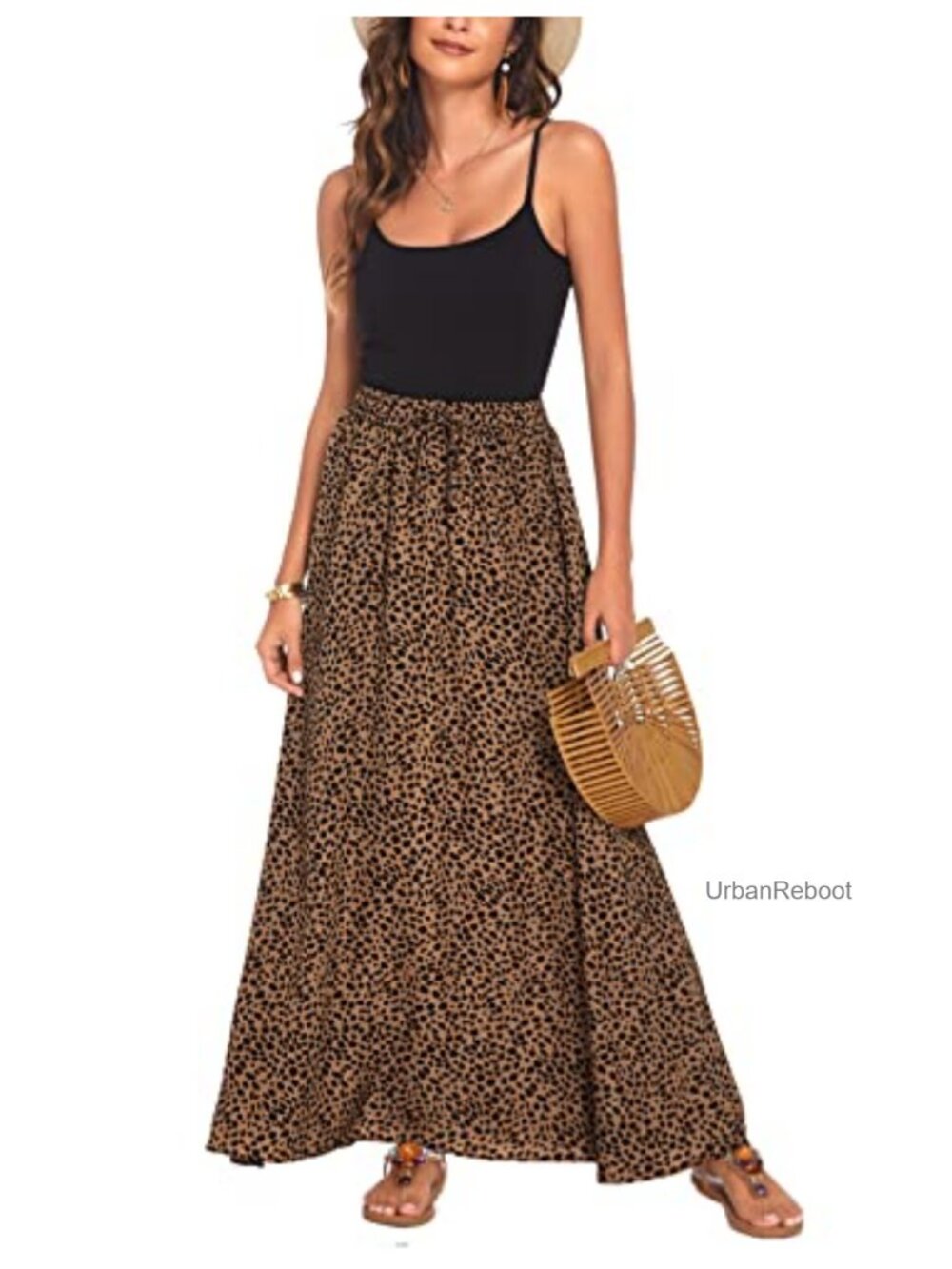 Womens Boho Chiffon Maxi Skirt Pleated High Waist A-Line Flowy Beach Summer